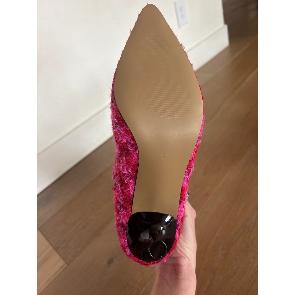 Betsey Johnson Maxxine Pink Houndstooth Tweed Tall Kitten Heel Boots Size 8M - Picture 5 of 10